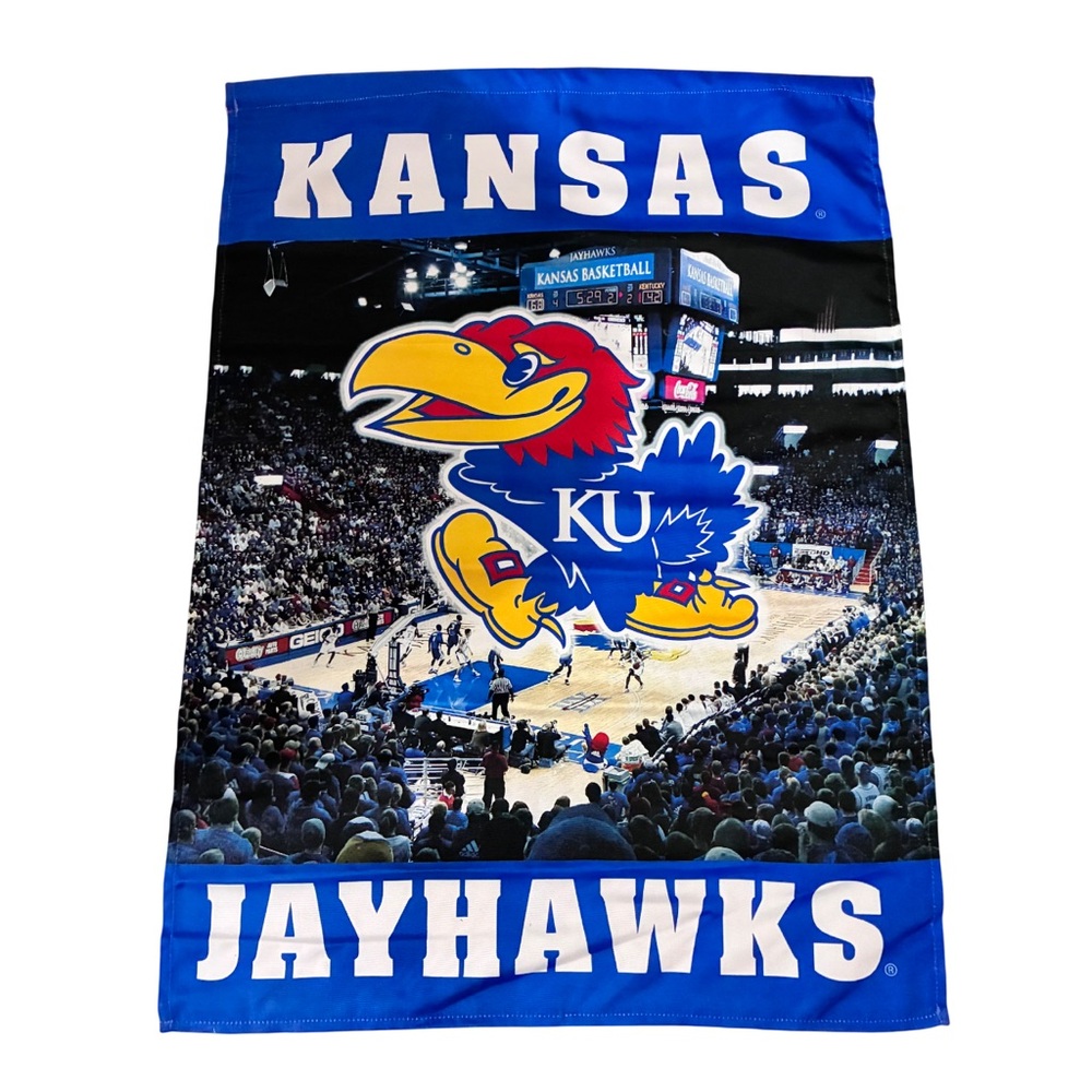 University of Kansas Basketball Jayhawks Pole Flag Banner College Decor KU Fan